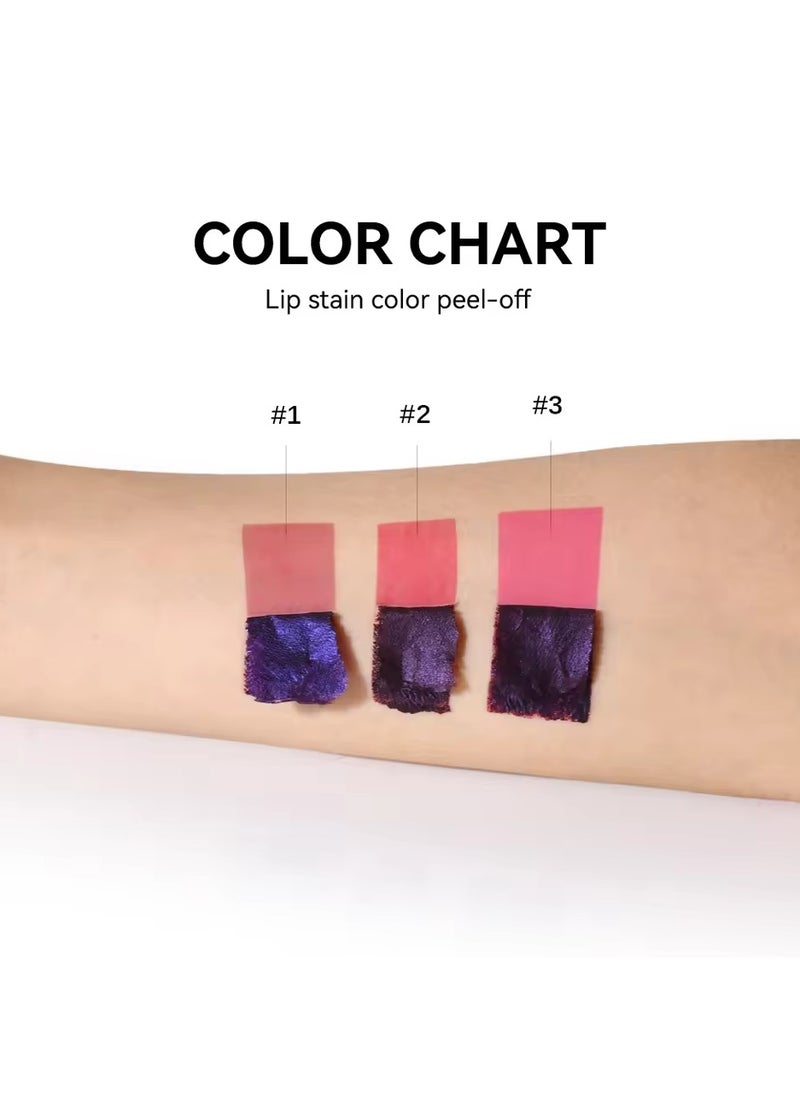 lakerain 3Color Metallic Lip Stain Peel Off Long Lasting Waterproof Pink Lip Tint Proof Natural No Fading Lip Gloss Cosmetic Women's Gift(3PCS)  - Image 5