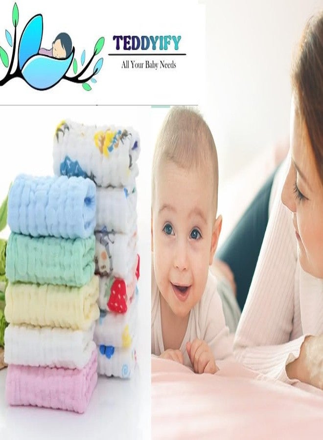 TEDDYIFY Baby Washcloths - Soft Face Cloths for Newborn, Absorbent Baby Wipes, Burp Cloths or Face Towels, Baby Registry as Shower | Pack of 5-10x10 inches (Multicolor (Plain), 25 X 25 Cm) - Image 4