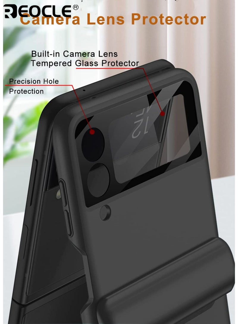REOCLE Samsung Galaxy Z Flip 4 3 Case with Hinge Protection Full Cover Slim Case All-Inclusive Shockproof Volume Key Protection Case for Galaxy Z Flip 4 3 - Image 3