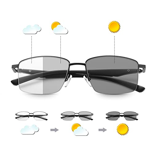 YIMI Photochromic Progressive Multifocus Reading Glasses Spring Hinges Transition Multifocal UV400 Sunglasses Sun Readers Blue Light Blocking Computer Eyeglasses Anti Glare Presbyopia Eyewear for Men Women - Image 1