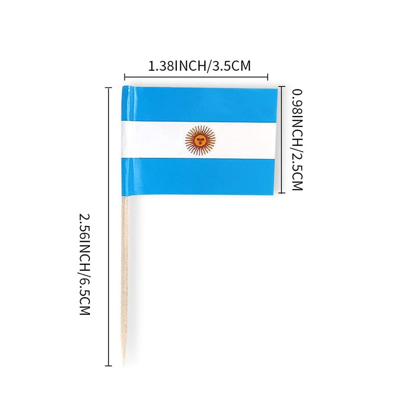 mflagperft Argentina Flag Argentine Small Toothpick Flag Decor Mini Cupcake Toppers Cocktail Food Flags Decorations (100 pcs) - Image 2