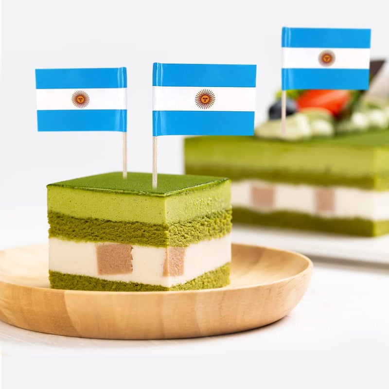 mflagperft Argentina Flag Argentine Small Toothpick Flag Decor Mini Cupcake Toppers Cocktail Food Flags Decorations (100 pcs) - Image 4