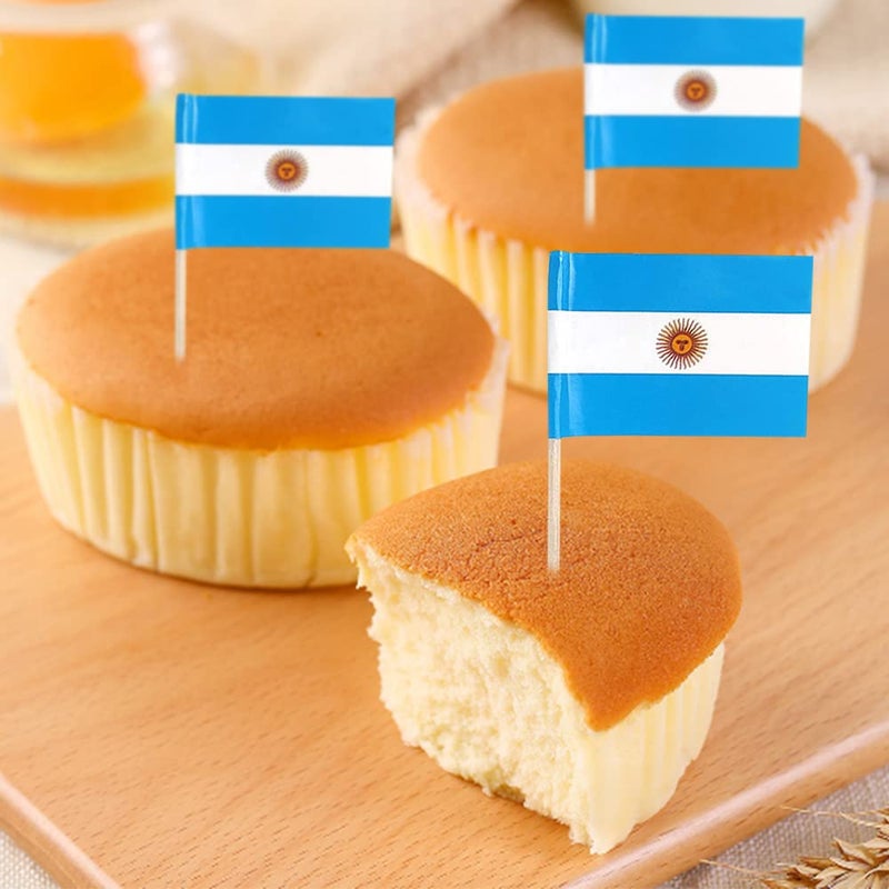 mflagperft Argentina Flag Argentine Small Toothpick Flag Decor Mini Cupcake Toppers Cocktail Food Flags Decorations (100 pcs) - Image 5