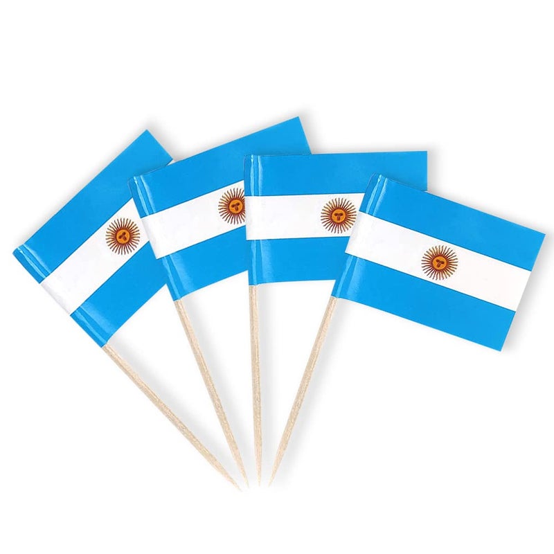 mflagperft Argentina Flag Argentine Small Toothpick Flag Decor Mini Cupcake Toppers Cocktail Food Flags Decorations (100 pcs) - Image 1