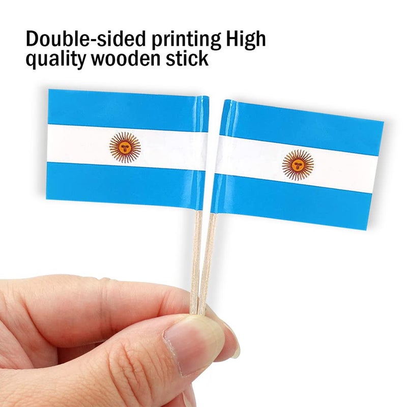 mflagperft Argentina Flag Argentine Small Toothpick Flag Decor Mini Cupcake Toppers Cocktail Food Flags Decorations (100 pcs) - Image 3