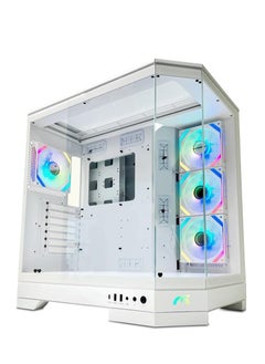 Tortox Tortox Prism Triple Glass Panel ATX/M-ATX Gaming PC Case with 7*ARGB PWM Fans, Type-C USB Port, Supports 360MM Radiator, 7 Expansion Slot, Included GPU stand- PC Case (WHITE)  - Image 1