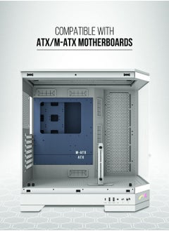 Tortox Tortox Prism Triple Glass Panel ATX/M-ATX Gaming PC Case with 7*ARGB PWM Fans, Type-C USB Port, Supports 360MM Radiator, 7 Expansion Slot, Included GPU stand- PC Case (WHITE)  - Image 4