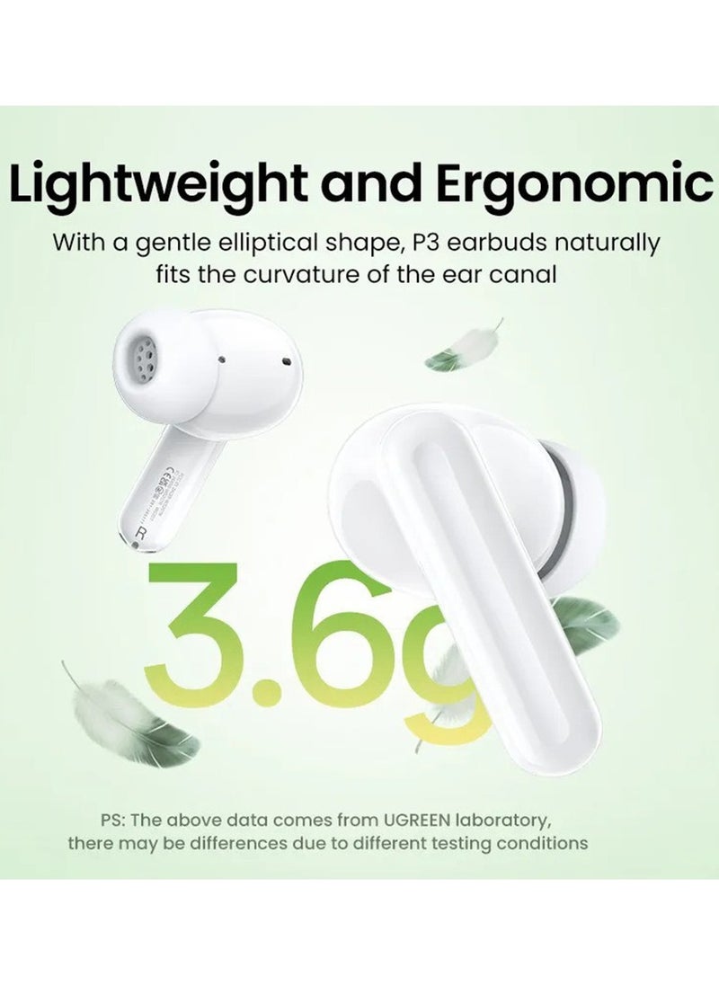 يوجرين إيكو سماعات أذن Ugreen WS207-WHT HiTune P3 True اللاسلكية باللون الأبيض  - Image 4