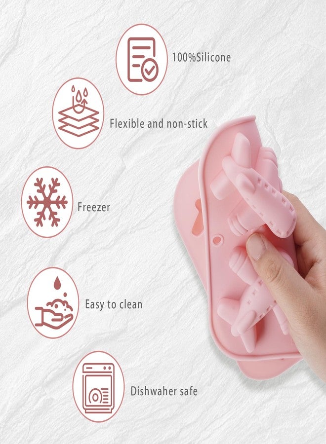 SXoonKing 2 Pcs Airplane Silicone Molds, Silicone Cake Molds 4-Cavity, Soap Molds, DIY Airplane Silicone Baking Mold for Birthday Party Candy Mousse Pastry Handmade Soap Cake Topper - Image 3