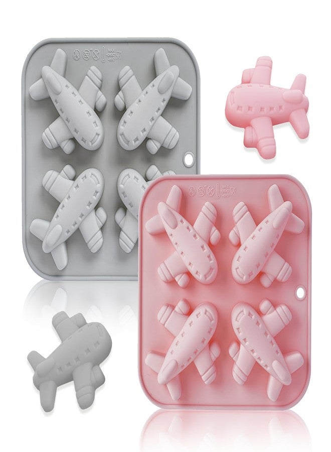 SXoonKing 2 Pcs Airplane Silicone Molds, Silicone Cake Molds 4-Cavity, Soap Molds, DIY Airplane Silicone Baking Mold for Birthday Party Candy Mousse Pastry Handmade Soap Cake Topper - Image 1