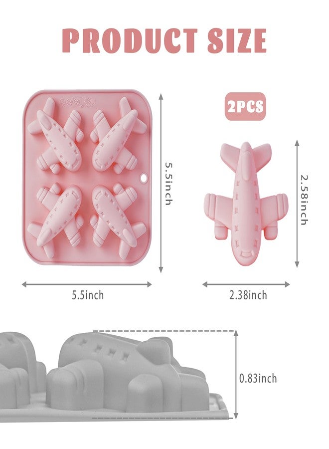 SXoonKing 2 Pcs Airplane Silicone Molds, Silicone Cake Molds 4-Cavity, Soap Molds, DIY Airplane Silicone Baking Mold for Birthday Party Candy Mousse Pastry Handmade Soap Cake Topper - Image 2