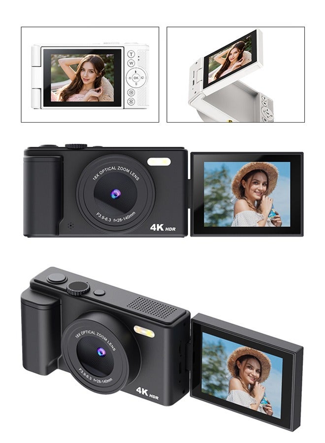Makrystorm 4K Digital Camera for Photography, 64MP Autofocus Vlogging Camera for YouTube with 2.8'' 180°Flip Screen, 18X Digital Zoom Anti-Shake Compact Travel Camera,64GB TF Card - Image 2