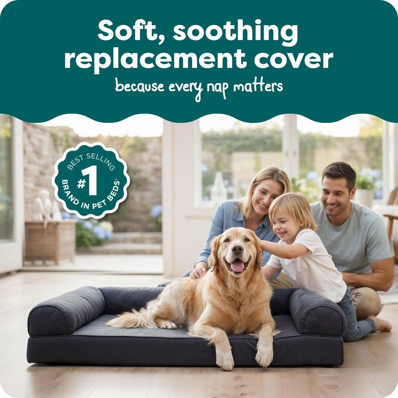 Furhaven Replacement Dog Bed Cover Quilted Sofa-Style, Machine Washable - Iron Gray, Jumbo (X-Large) - Image 2