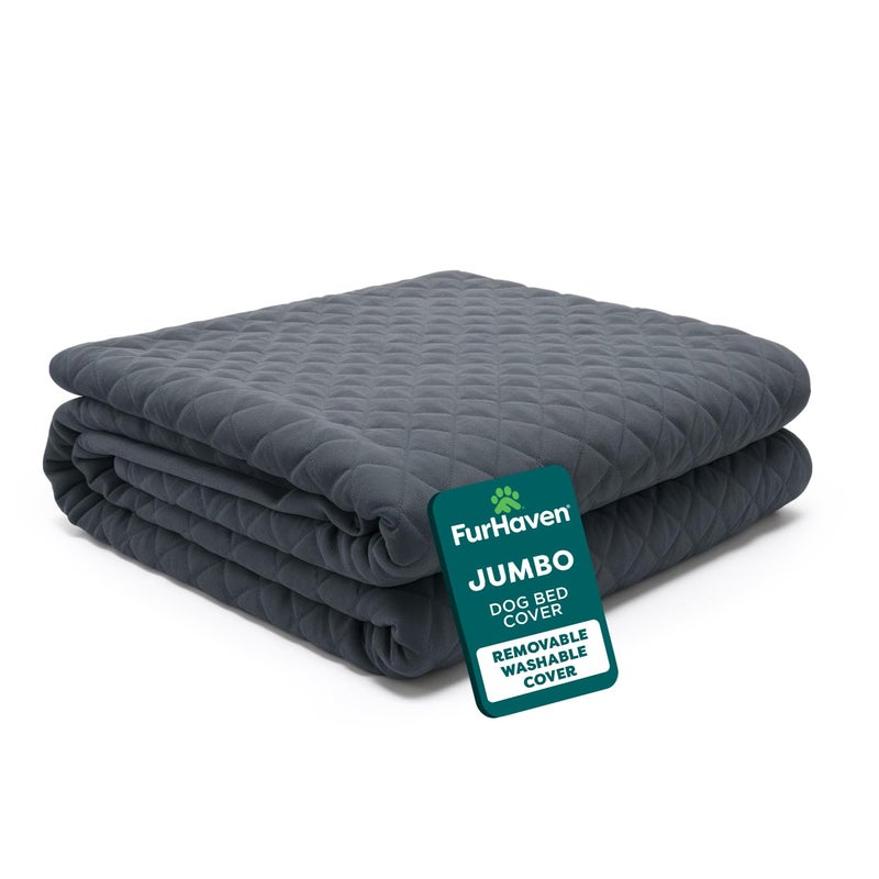 Furhaven Replacement Dog Bed Cover Quilted Sofa-Style, Machine Washable - Iron Gray, Jumbo (X-Large) - Image 1