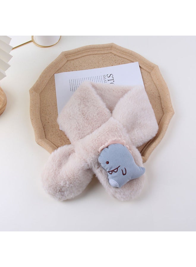 K-style Of Cute And Versatile Plush Kidsren's Scarf Cartoon Boys And Girls Thickeneded Imitation Rabbit Fur Winter Baby Warm Scarf