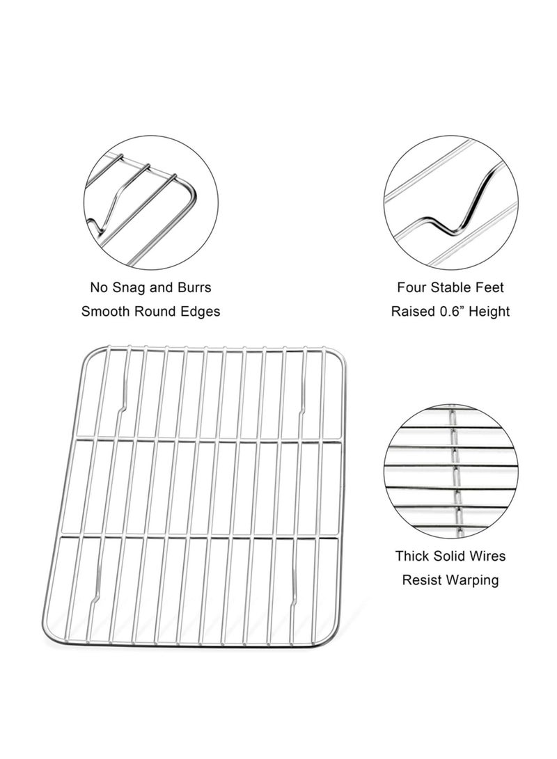 E-far E-far Small Baking Rack Set of 2, Stainless Steel Metal Roasting Cooking Racks, Size – 8.6"x6.2", Non Toxic & Rust Free, Fit for Small Toaster Oven, Dishwasher Safe - Image 2