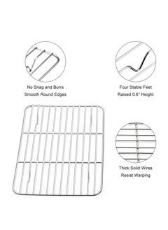 E-far E-far Small Baking Rack Set of 2, Stainless Steel Metal Roasting Cooking Racks, Size – 8.6"x6.2", Non Toxic & Rust Free, Fit for Small Toaster Oven, Dishwasher Safe  - Image 2