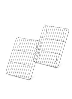 E-far E-far Small Baking Rack Set of 2, Stainless Steel Metal Roasting Cooking Racks, Size – 8.6"x6.2", Non Toxic & Rust Free, Fit for Small Toaster Oven, Dishwasher Safe  - Image 1