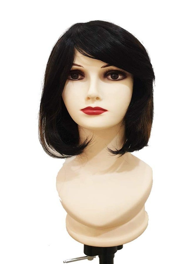 Foreign Holics Women's Short Straight Bob Wig Brown With Golden Highlighted Hairs(Pack of 1) - Image 4