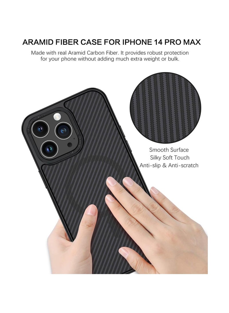 for iPhone 14 Pro Max Carbon Fiber Case, iPhone 14 Pro Max Magnetic Case [Compatible with MagSafe] Slim Smooth Shockproof Women Men Protective Case Cover for iPhone 14 Pro Max 6.7",Black