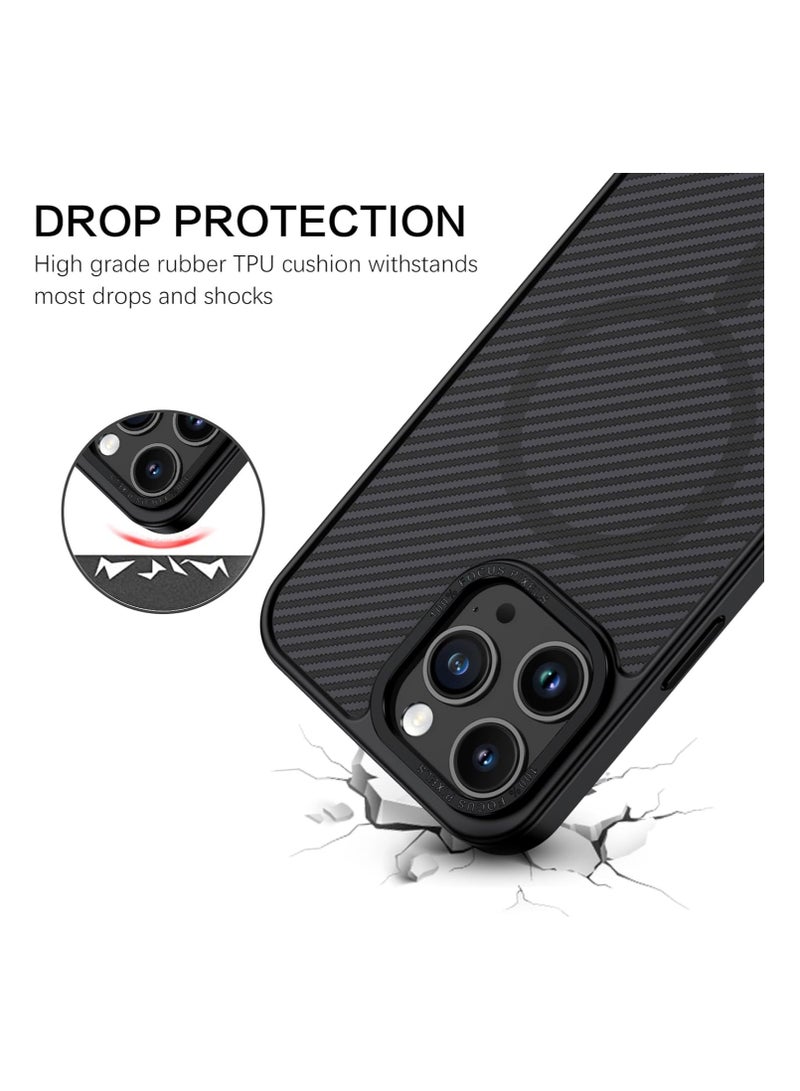 for iPhone 14 Pro Max Carbon Fiber Case, iPhone 14 Pro Max Magnetic Case [Compatible with MagSafe] Slim Smooth Shockproof Women Men Protective Case Cover for iPhone 14 Pro Max 6.7",Black