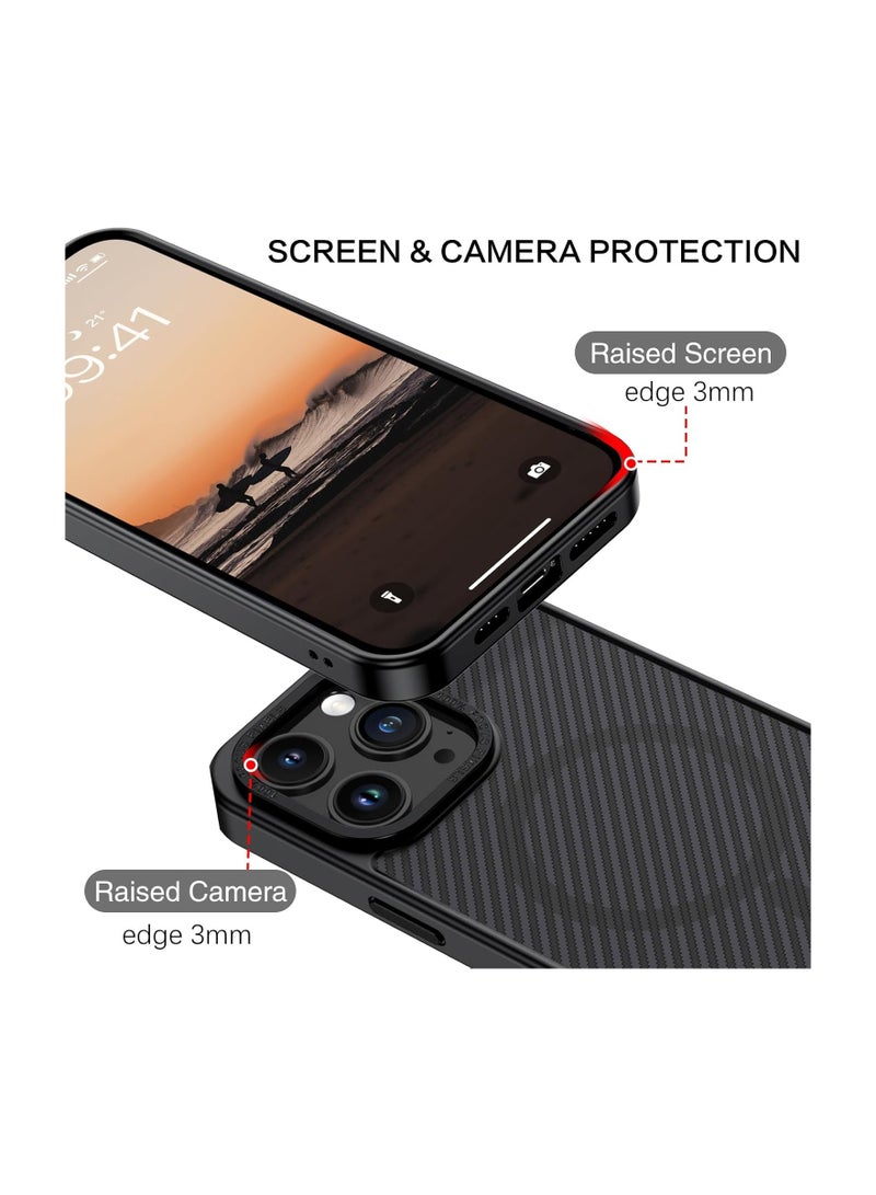 for iPhone 14 Pro Max Carbon Fiber Case, iPhone 14 Pro Max Magnetic Case [Compatible with MagSafe] Slim Smooth Shockproof Women Men Protective Case Cover for iPhone 14 Pro Max 6.7",Black