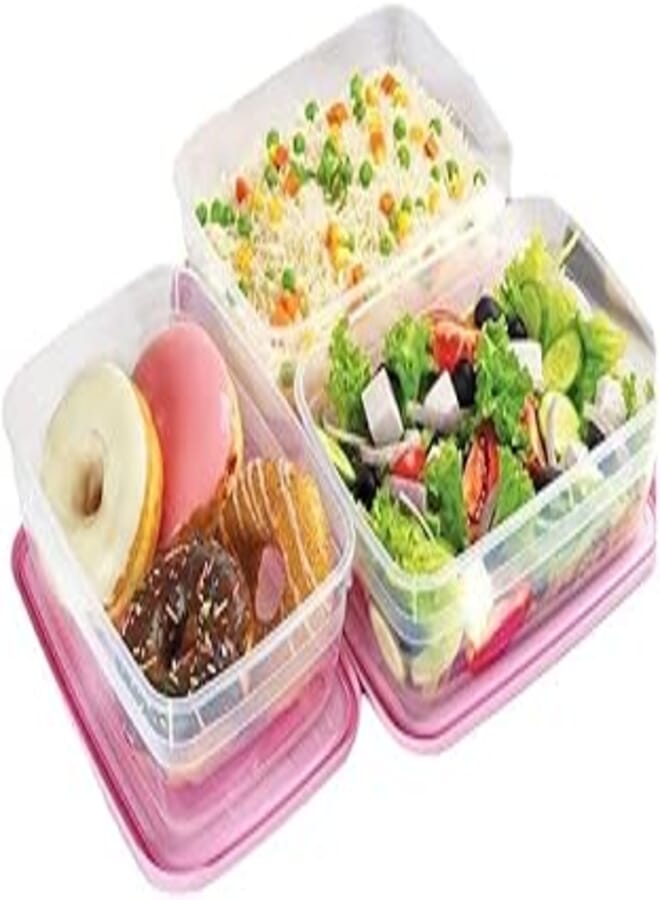 Lamsa Lamsa Plast food container with lid refrigerator, dishwasher and microwave safe set of 3-1.8 lit - multicolor