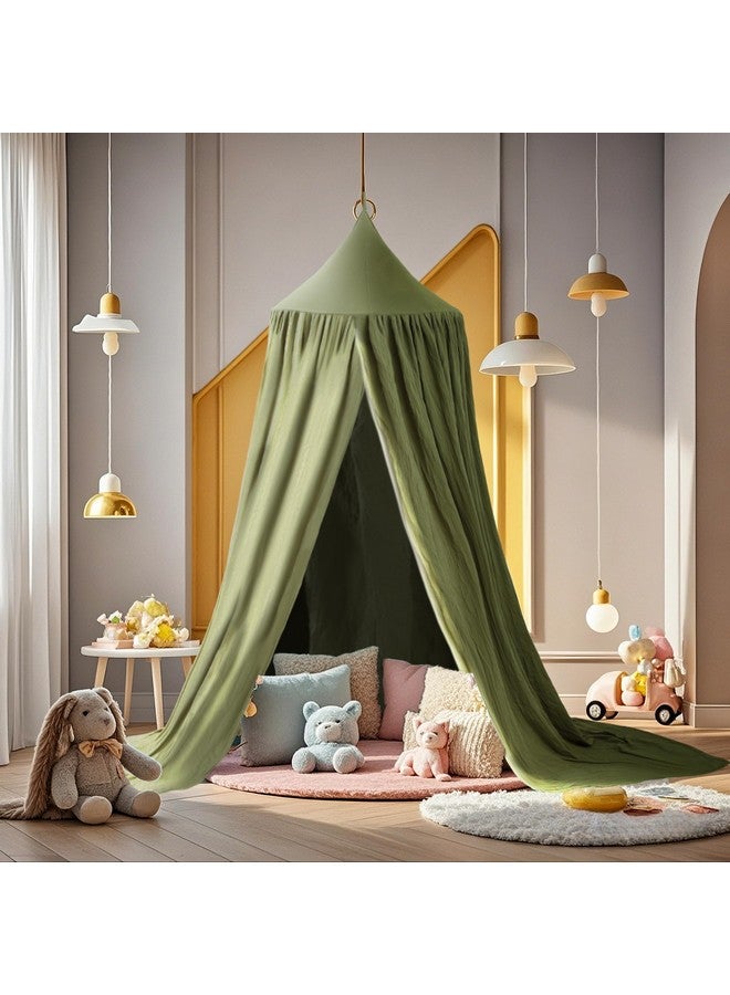 Vhaso Cotton Kids Bed Canopy, Nursery Room Baby Crib Hanging Curtain Mosquito Net Hideaway Bedding Children Reading Nook Decoration, Pastel Neutral Color for Boys & Girls (Green) - Image 2