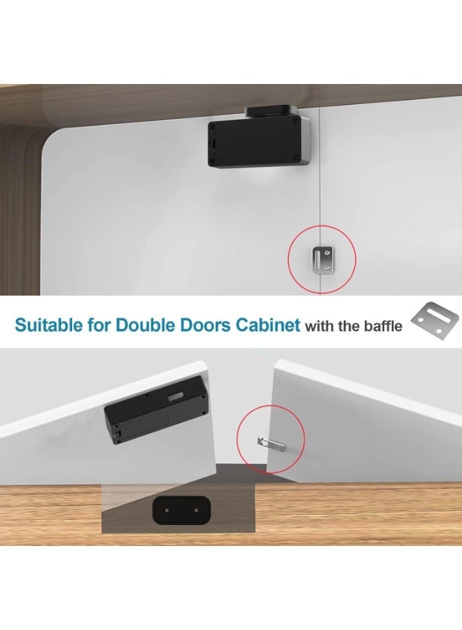 eLinkSmart Hidden Cabinet Lock with NFC RFID Card Bluetooth APP Child Safety No Drilling Required for Kitchen Pantry Furniture Cupboard Door Black - Image 2