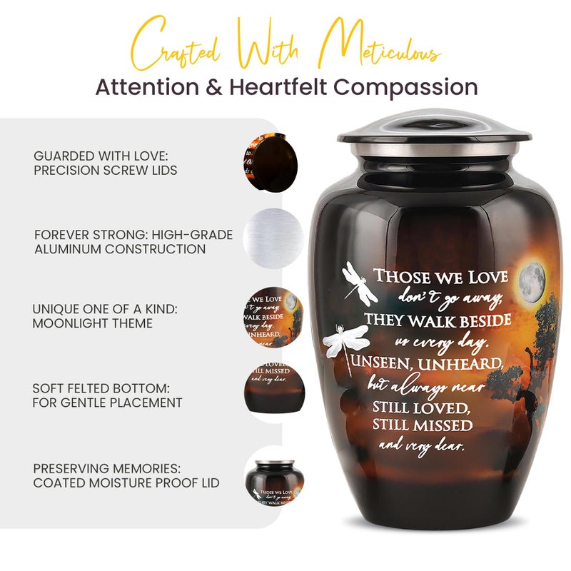 LIFAG Handcrafted Large Urn for Ashes Adult Male & Female | Funeral Cremation Urns for Human Ashes Adult Man with Sentimental Quote & Velvet Bag | Decorative Memorial Burial Urns Upto 220 lbs - Image 5