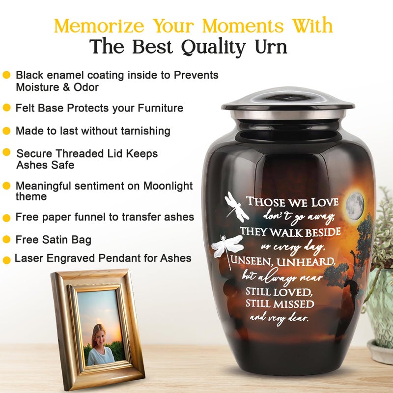 LIFAG Handcrafted Large Urn for Ashes Adult Male & Female | Funeral Cremation Urns for Human Ashes Adult Man with Sentimental Quote & Velvet Bag | Decorative Memorial Burial Urns Upto 220 lbs - Image 3