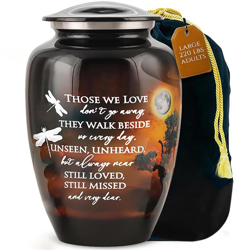 LIFAG Handcrafted Large Urn for Ashes Adult Male & Female | Funeral Cremation Urns for Human Ashes Adult Man with Sentimental Quote & Velvet Bag | Decorative Memorial Burial Urns Upto 220 lbs - Image 1