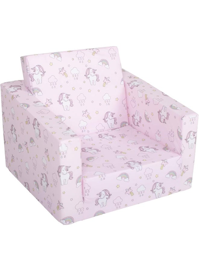 Delsit Kids Couch for Toddlers - 2 in 1 Convertible Foam Armchair to Lounger, Comfy Flip Out Lounge Chair, Sofa for Children, Made in Europe - Image 1