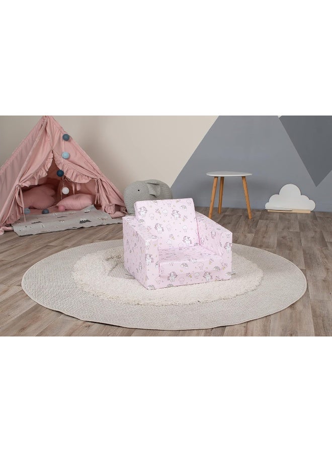 Delsit Kids Couch for Toddlers - 2 in 1 Convertible Foam Armchair to Lounger, Comfy Flip Out Lounge Chair, Sofa for Children, Made in Europe - Image 2