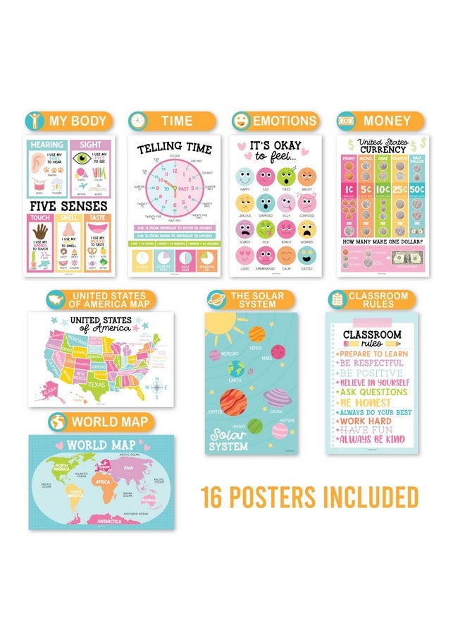 Hadley Designs 16 Colorful Preschool Classroom Posters - Educational Posters For Toddlers 1-3, Toddler Learning Posters, Homeschooling Supplies, Alphabet Poster For Toddlers, Days Of The Week Poster For Kids Posters  - Image 5
