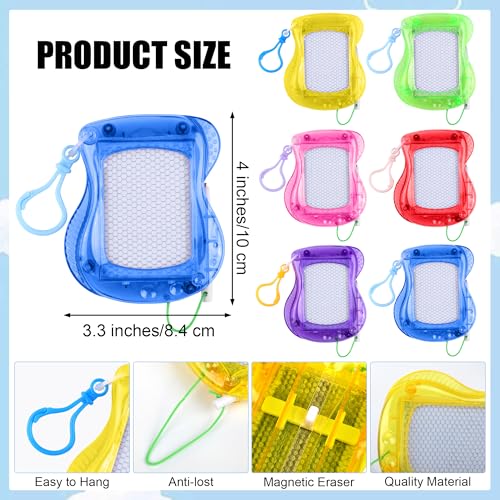 Aodaer 12 Pieces Mini Magnetic Drawing Board with Pen 4 Inch Backpack Keychain Clip Drawing Boards Erasable Doodle Board Sketch Pad Drawing Tablet for Birthday Gifts Car Trip Educational Toys - Image 5