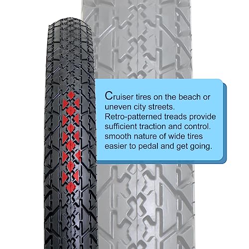 MOHEGIA 2-Pack Cruiser Bike Tires Set: MOHEGIA 26 x 2.125 Inch Folding Tires, Inner Tubes, and Tire Levers Replacement Kit for Beach Cruiser Bicycle -White Walled - Image 3