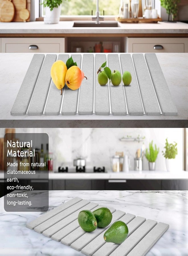 Morandi Stone Drying Mat for Kitchen Counter, Stone Dish Drying Mat Foldable, Super Absorbent Diatomaceous Earth Quick-drying Draining Mat for any Kitchen Countertop (Medium Gray B, 23.6”x15.4”) - Image 5