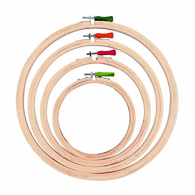 Prabhas Designs 4 Pcs Wooden Embroidery Hoop Ring Frame for Embroidery Work Stitch Work Craft Work Embroidery RingSize 6 8 10 and 12 Inch - Image 1