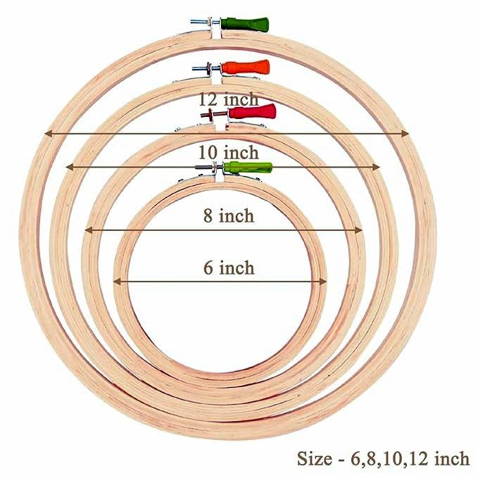 Prabhas Designs 4 Pcs Wooden Embroidery Hoop Ring Frame for Embroidery Work Stitch Work Craft Work Embroidery RingSize 6 8 10 and 12 Inch - Image 2
