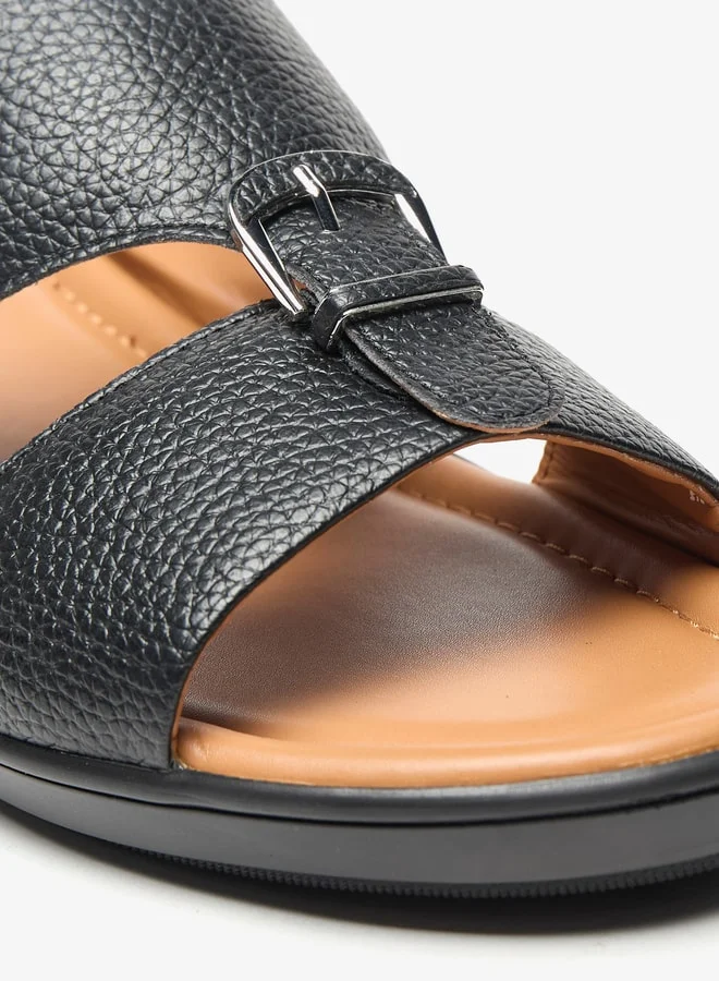 ال بي ال من شو اكسبرس Mens Textured Slip-On Arabic Sandals With Buckle Accent