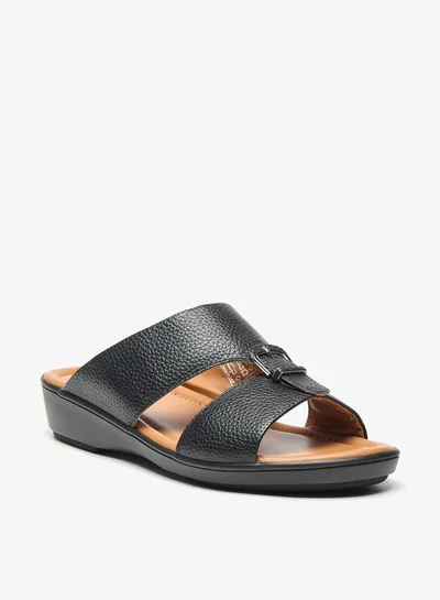 ال بي ال من شو اكسبرس Mens Textured Slip-On Arabic Sandals With Buckle Accent