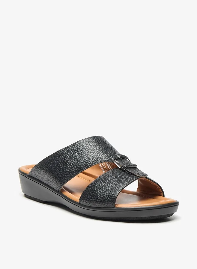ال بي ال من شو اكسبرس Mens Textured Slip-On Arabic Sandals With Buckle Accent