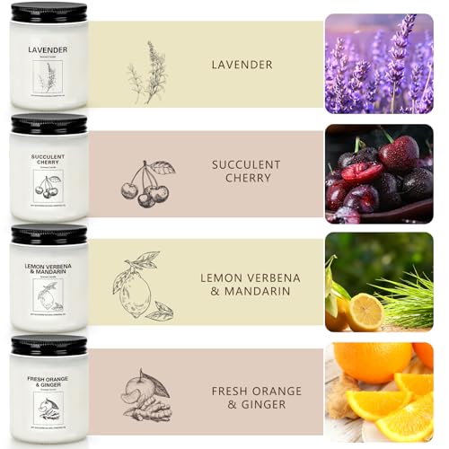 FIQNPAU Soy Wax Scented Candle Gift Set 4 Pack Lavender Orange Lemon Scents Long Lasting Aromatherapy Candles for Home Relaxing Gifts for Women Perfect for Holiday Thanksgiving Christmas - Image 5