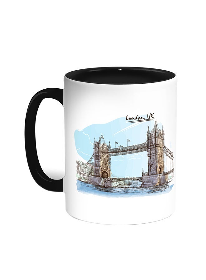 Bridge Of London Printed Coffee Mug Black/White 11ounce