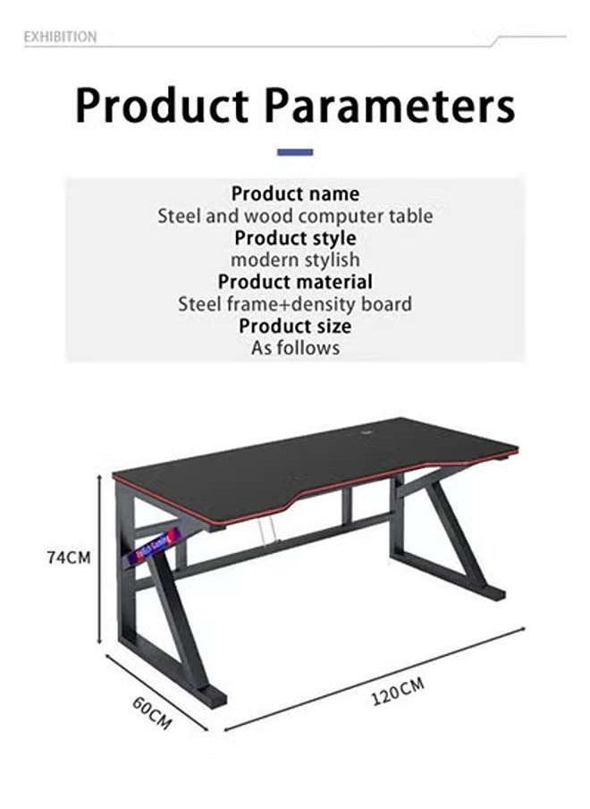 AGD K-Shape Gaming Desk Computer Table Fixed Computer Study Desk for Electronic Games 120cm - Black  - Image 3