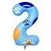 Lcoor Dog Paw Birthday Decorations 40 Blue Dog Paw Number 2 Balloon for 2nd Birthday Party Decor 2nd - Image 2
