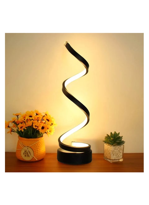 مصباح طاولة LED بتصميم حلزوني أسود
