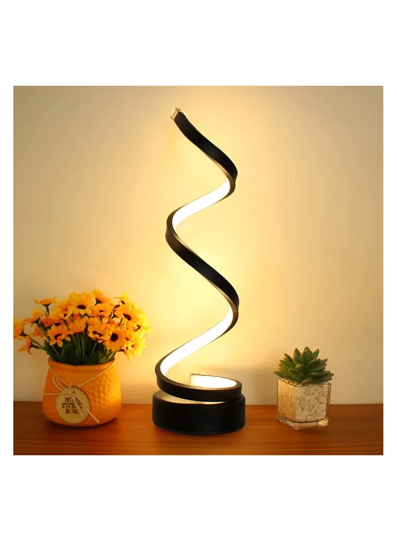 مصباح طاولة LED بتصميم حلزوني أسود - Image 1