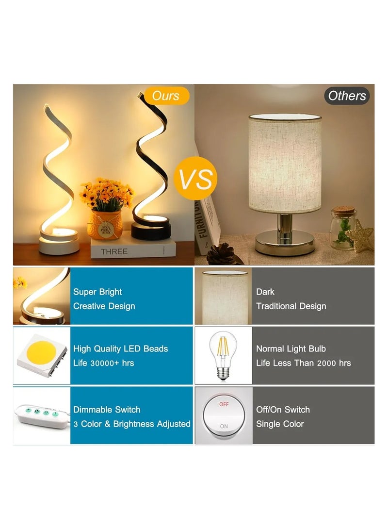 مصباح طاولة LED بتصميم حلزوني أسود - Image 2